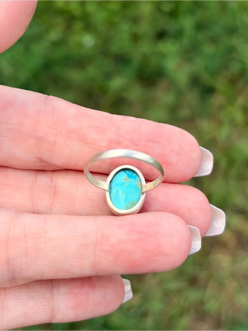 925 Sterling Silver Turquoise Oval Ring